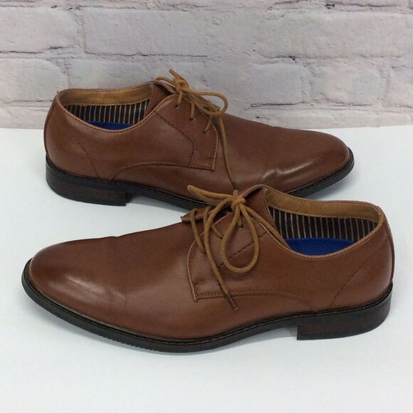 David Stone Oxford Shoes Men's Sz 10 Brown Lace Up Business Casual Vegan Leather - Picture 9 of 11